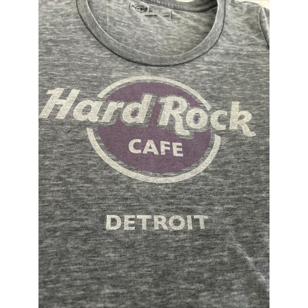 Gray Purple HARD ROCK CAFE Logo T-shirt DETROIT (Closed LOCATION)‎ Junior Large